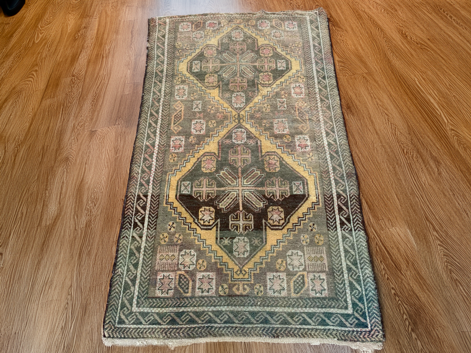 Vintage Persian Beluch Rug, Small Tribal Wool Handmade Oriental Carpet 2.6x4.5ft