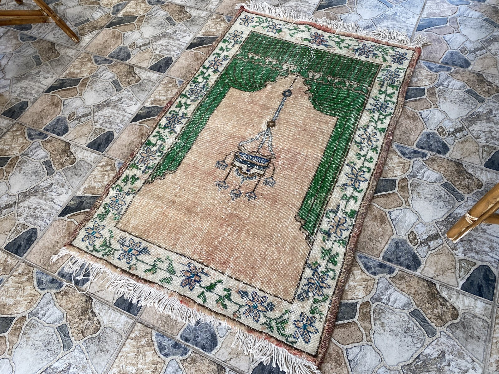 Vintage Anatolian Rug Hand-Knotted Wool Tribal Carpet Geometric Turkish 2.8x4.3