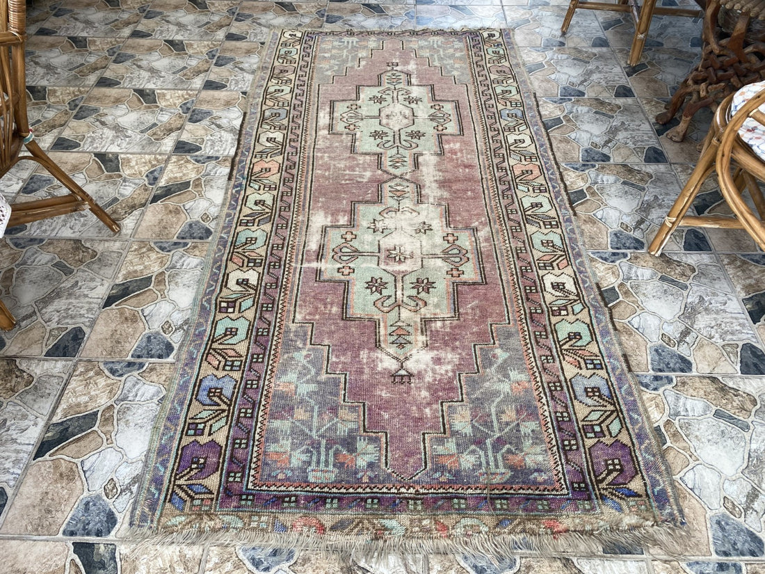 4x8ft Vintage Turkish Rug Anatolian Floral Medallion Farmhouse Oriental Area Rug