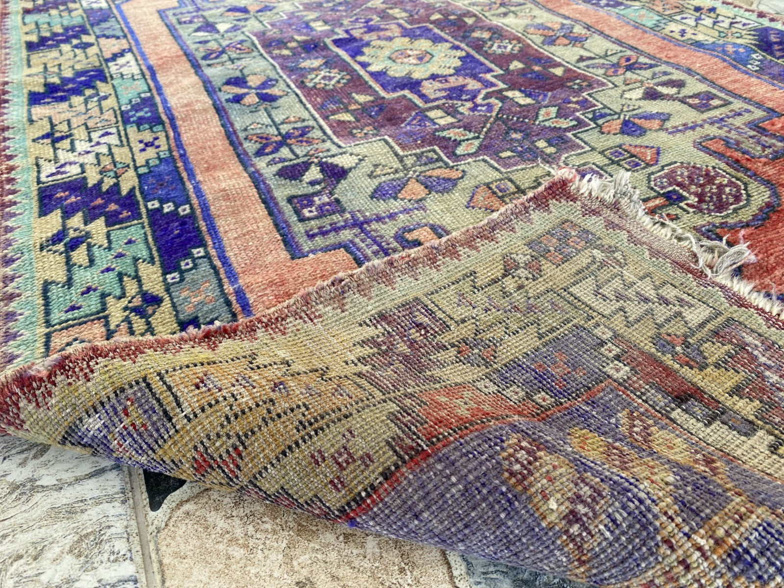 3.5 x 6 ft Vintage Turkish Rug | Hand-Knotted Wool Distressed Antique Area Rug