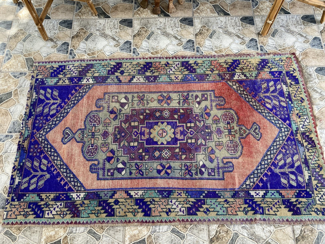 3.5 x 6 ft Vintage Turkish Rug | Hand-Knotted Wool Distressed Antique Area Rug