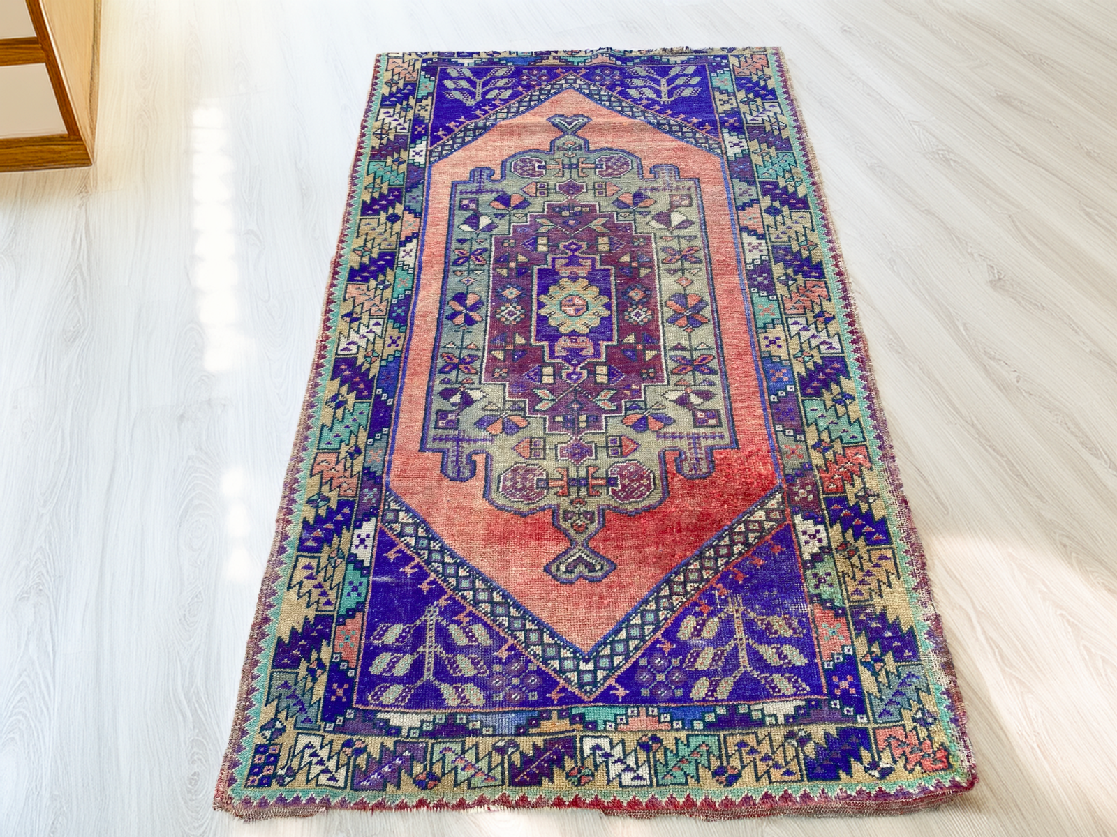 3.5 x 6 ft Vintage Turkish Rug | Hand-Knotted Wool Distressed Antique Area Rug