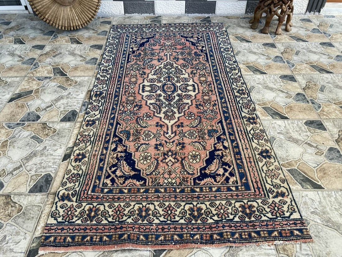 VINTAGE RUG HAND-KNOTTED Caucasian Tribal handmade wool antique farmhouse rug