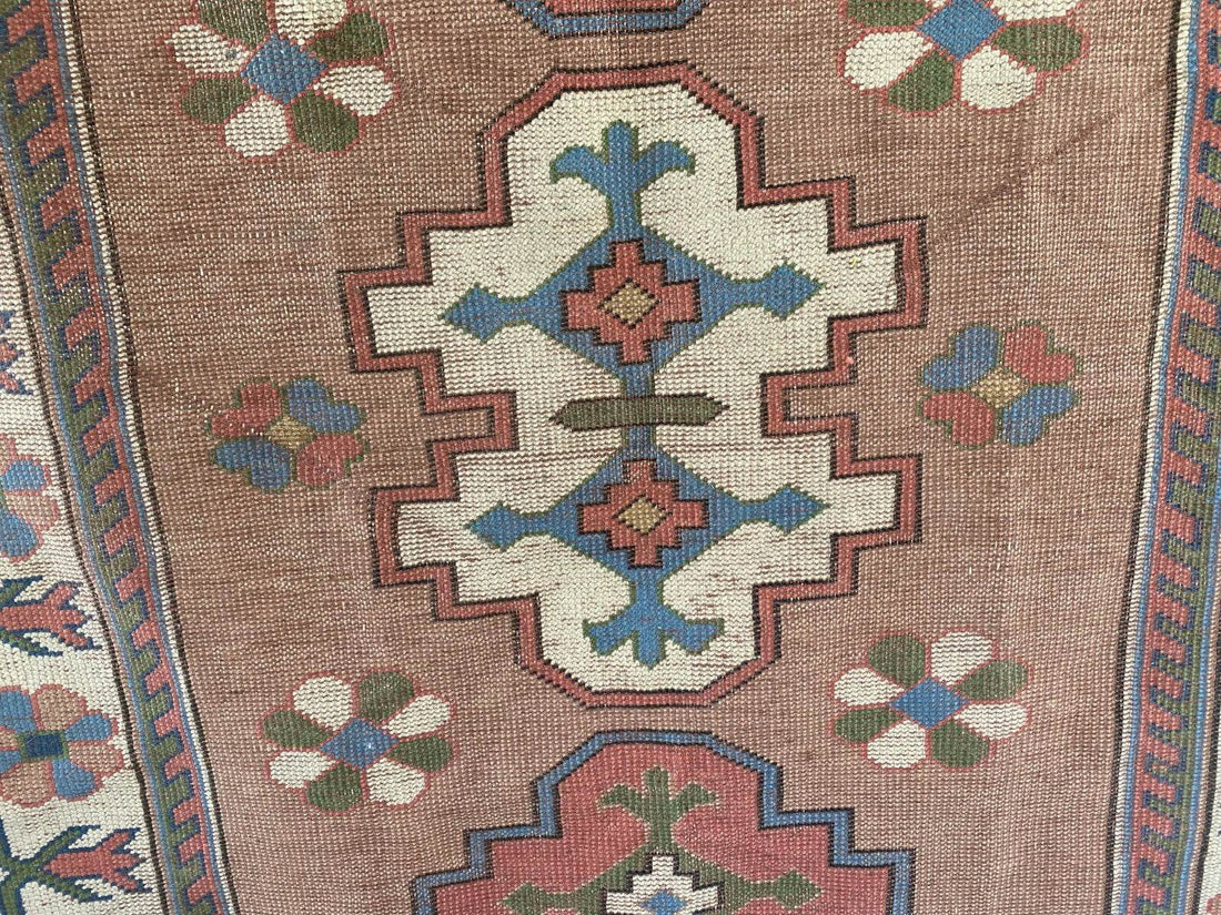 Turkish Kurdish Vintage Rug | 4.3 x 6.5 ft | Hand-knotted Anatolian Tribal Geometric