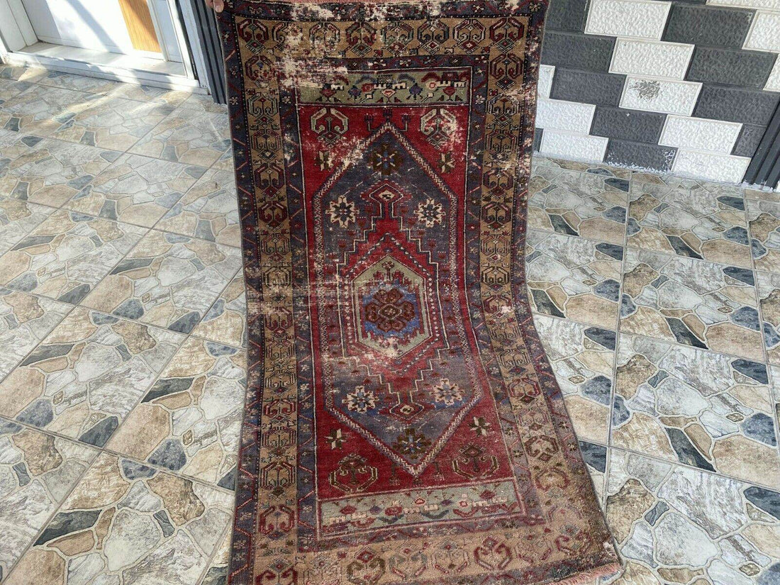 Vintage Turkish Oushak Rug | Antique Tribal Handmade Wool Farmhouse 3 x 6 ft