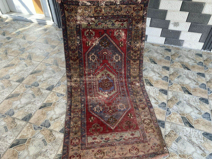 Vintage Turkish Oushak Rug | Antique Tribal Handmade Wool Farmhouse 3 x 6 ft
