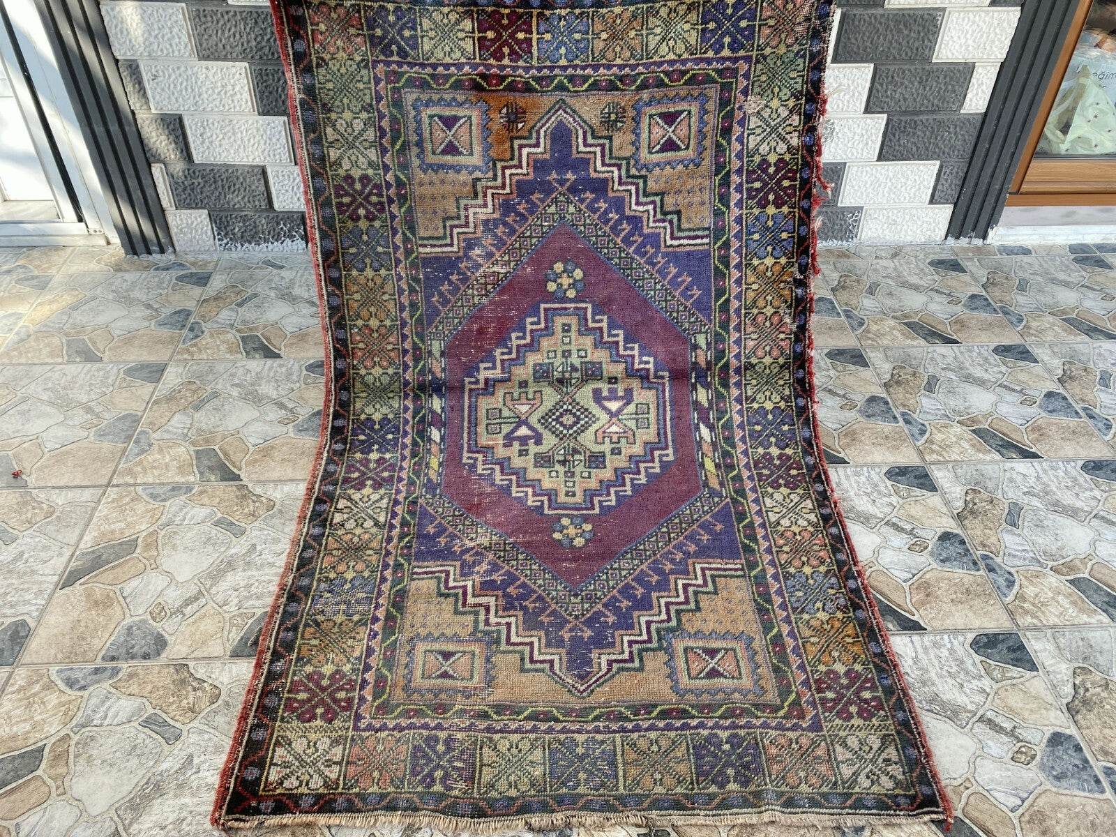 Handmade Turkish Vintage Rug | 1970s Tribal Wool Farmhouse Antique Area Carpet