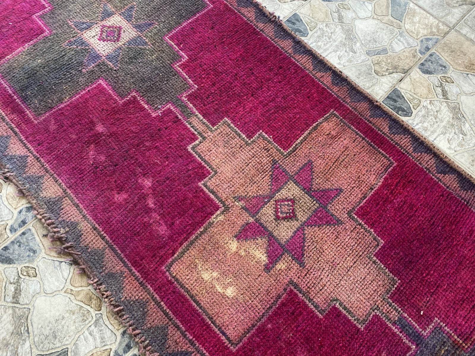 Kurdish Vintage Rug | Handmade Wool 1960s Farmhouse Tribal Antique Runner Carpet