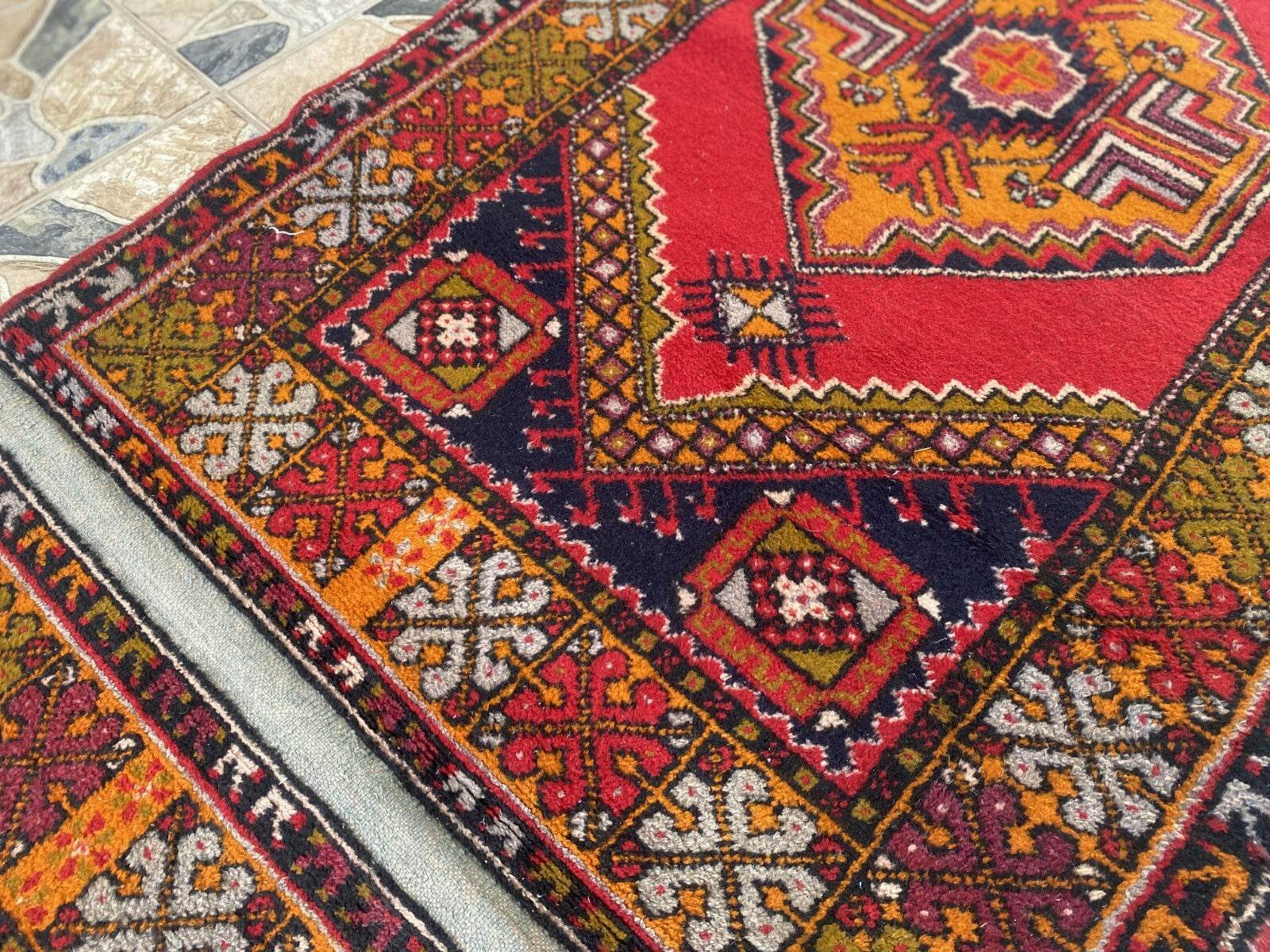 Vintage Turkish Oushak Rug | 3.3x10.8 | Wool Antique Tribal Handmade Area Rug |