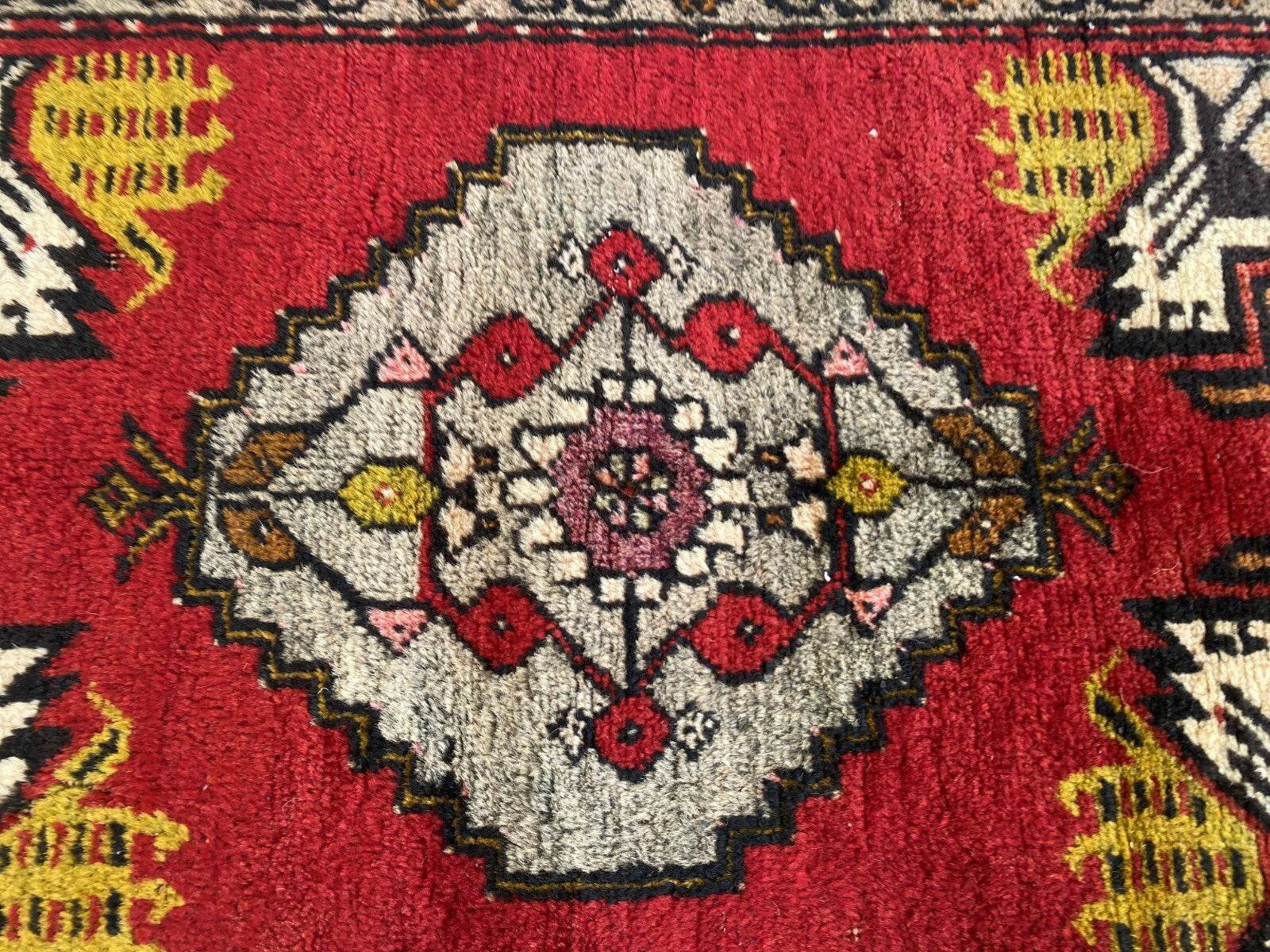 Vintage Rug | Small AntiqueWool Farmhouse Anatolian Handmade Turkish 1.7x3.5ft