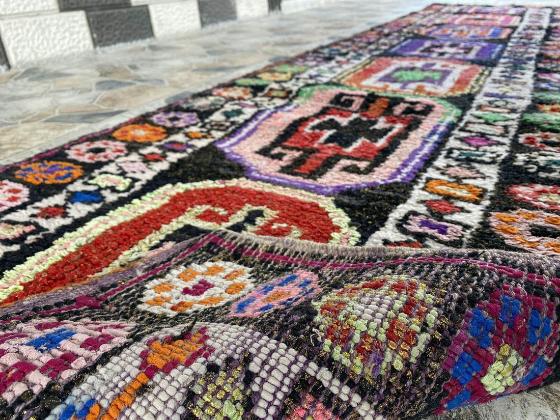 Vintage Kurdish Herki Rug | Tribal Handmade Farmhouse Antique Wool Runner Carpet