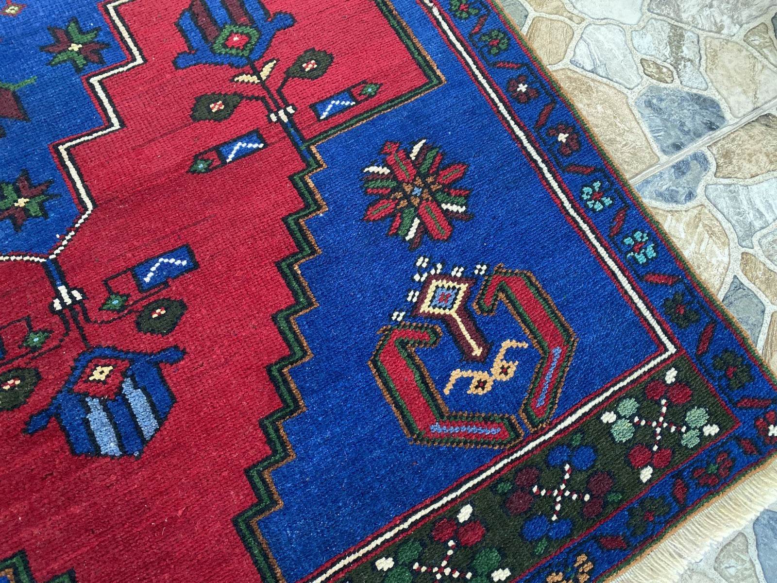 Vintage Rug | Wool Area Antique Farmhouse Anatolian Handmade Turkish Rug 4x7ft