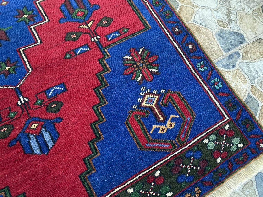 Vintage Rug | Wool Area Antique Farmhouse Anatolian Handmade Turkish Rug 4x7ft