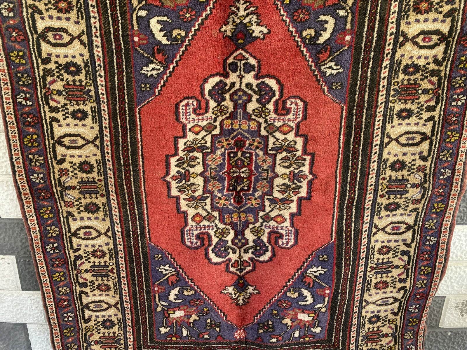 Vintage Turkish Rug | 4.3 x 6.5 ft | Handmade Geometric Anatolian Wool Area Rug