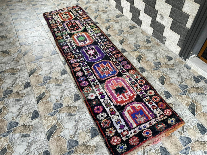 Vintage Kurdish Herki Rug | Tribal Handmade Farmhouse Antique Wool Runner Carpet