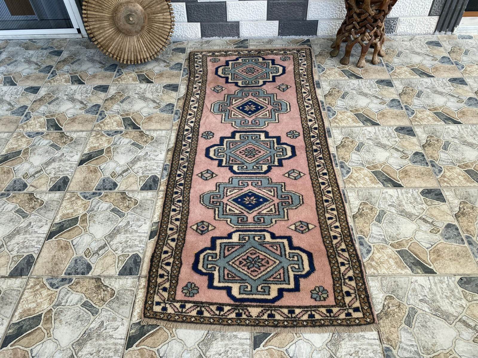 Vintage Rug | Farmhouse Antique Wool Anatolian Runner Handmade Turkish 2.7x6.3ft