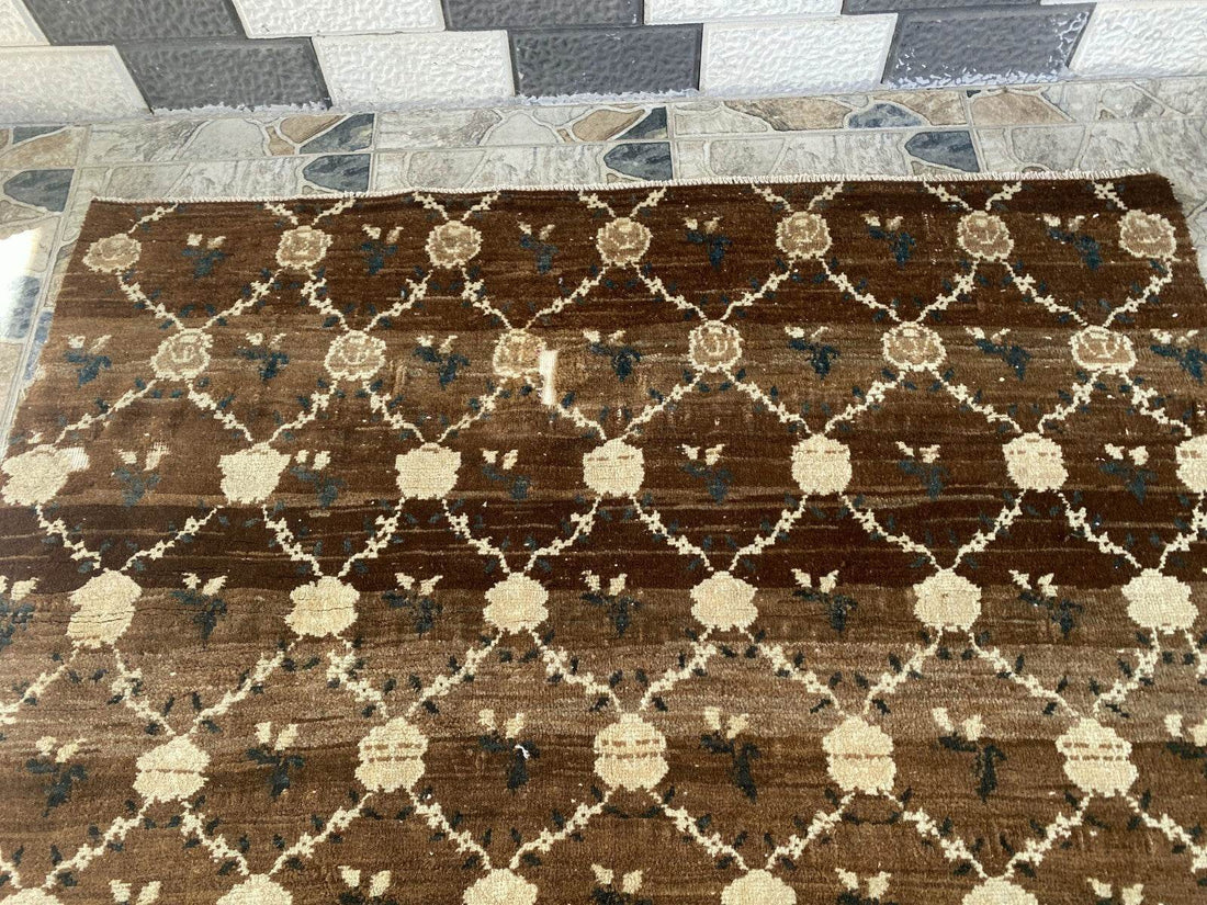 Vintage Kurdish Oushak Rug, 1980s Turkish Anatolian Hand-Knotted Wool Runner Rug