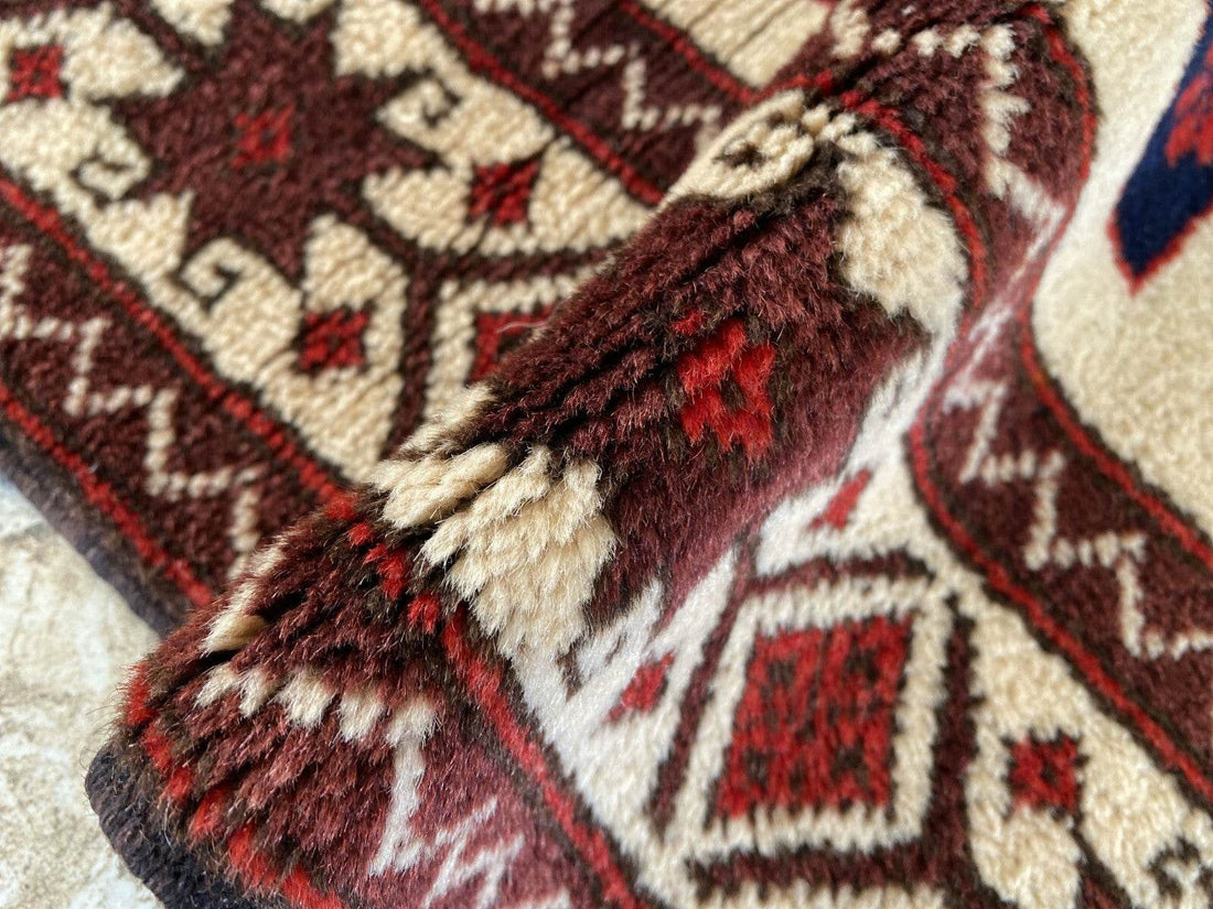 Vintage Turkish Wool Rug, Hand-Knotted Antique Red Oushak Anatolian 1980s 3x6