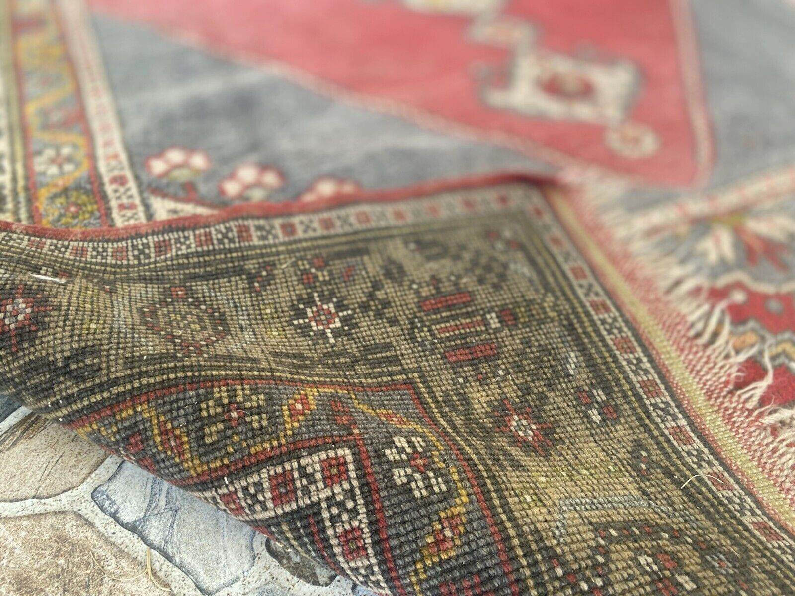 Vintage Turkish Rug | Tribal Hand-Knotted Wool Farmhouse Antique Carpet 4.16 x 7.93 ft