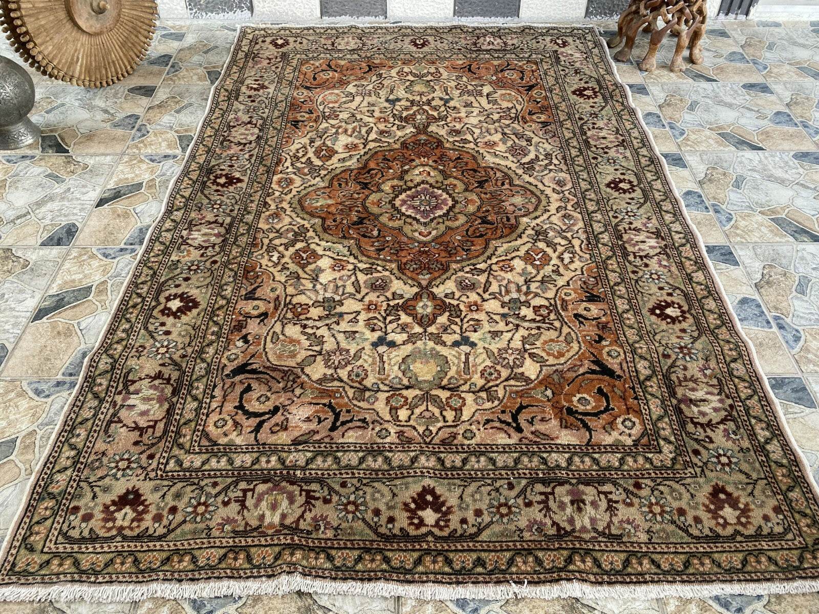 Handmade Turkish Vintage Area Rug, 1970s Antique Wool Tribal Farmhouse Carpet