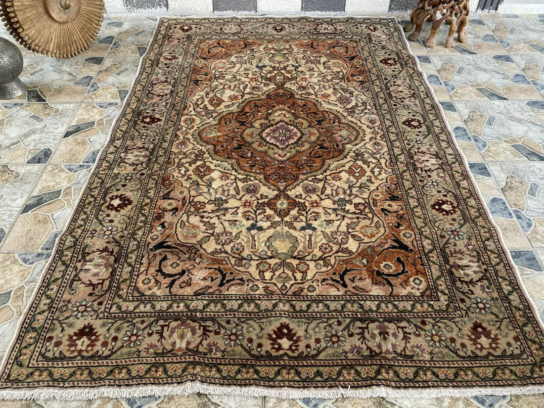 Handmade Turkish Vintage Area Rug, 1970s Antique Wool Tribal Farmhouse Carpet