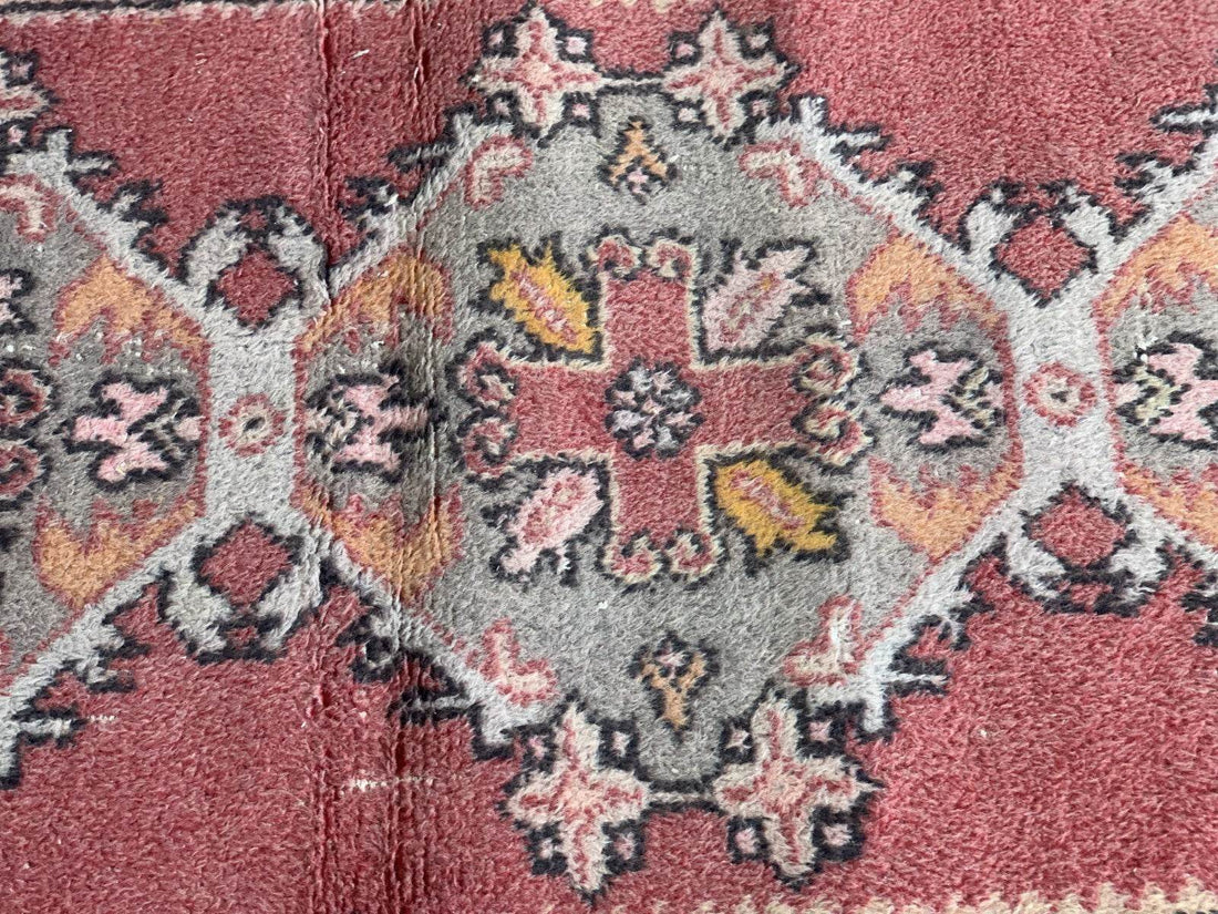 Vintage Turkish Rug | Tribal Handmade Wool Farmhouse Antique Carpet 3.2x 9.1 ft