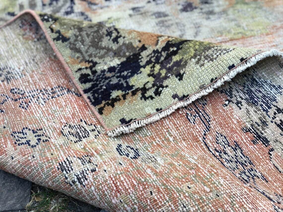 Vintage Oushak Farmhouse Rug, Handknotted Turkish Anatolian Wool Area Rug 3x5 ft