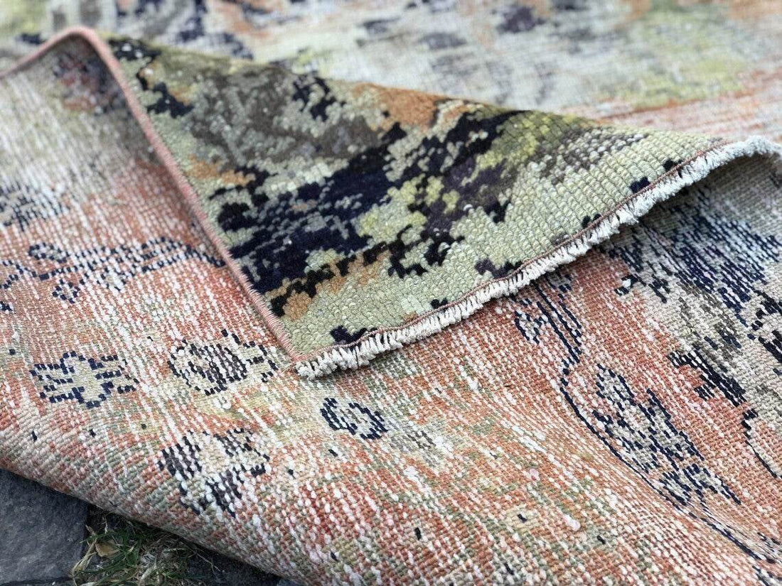 Vintage Oushak Farmhouse Rug, Handknotted Turkish Anatolian Wool Area Rug 3x5 ft