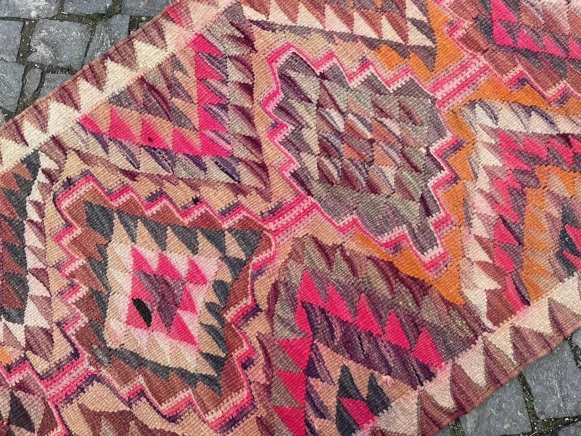 Vintage Kurdish Herki Rug | 1960s Turkish Anatolian Hand-Knotted Wool Runner Rug 3x11 ft