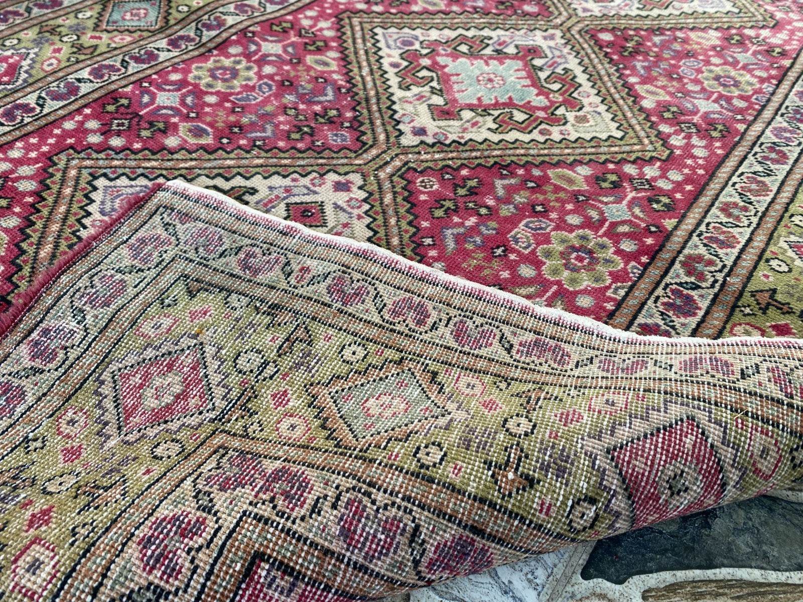 Vintage Turkish Rug 3.5 x 7.9 ft – Hand-Knotted Wool Rug, Area Anatolian Carpet