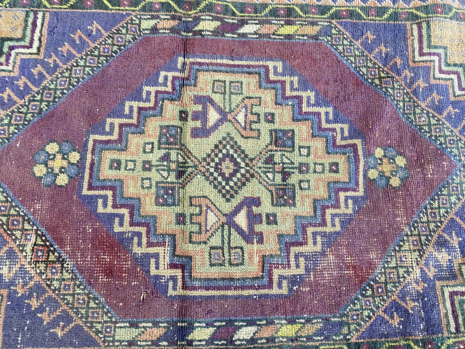 Handmade Turkish Vintage Rug | 1970s Tribal Wool Farmhouse Antique Area Carpet