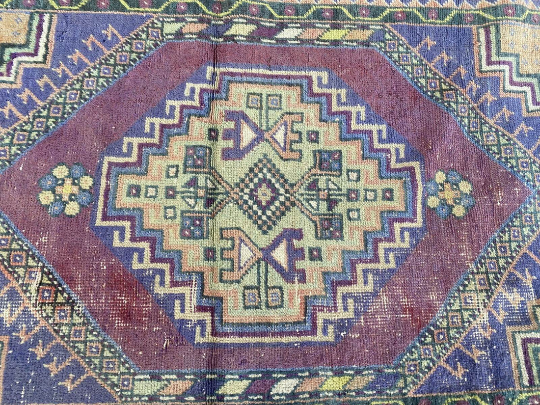 Handmade Turkish Vintage Rug | 1970s Tribal Wool Farmhouse Antique Area Carpet
