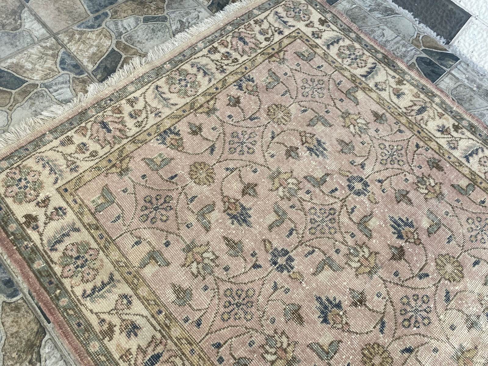 Turkish Vintage Rug | Antique Farmhouse Tribal Handmade Wool Carpet 4.1x6.9 ft