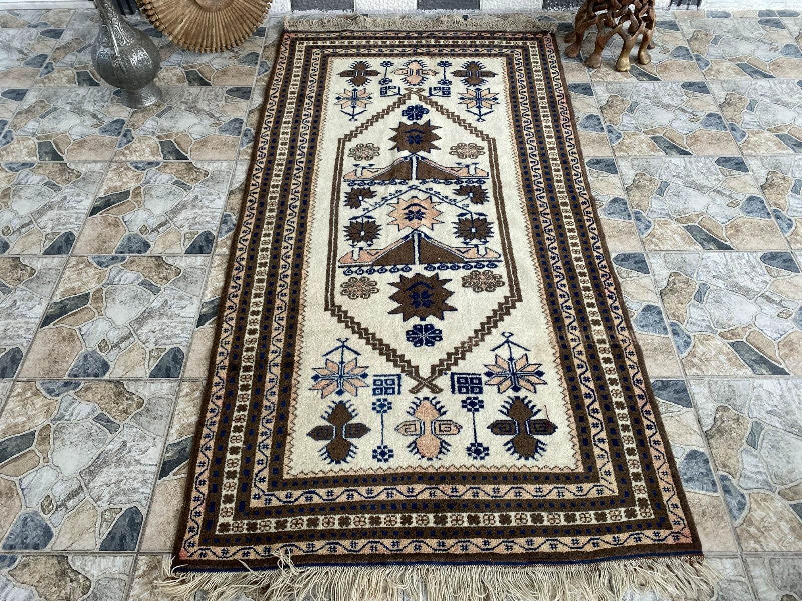 Vintage Turkish Oushak Rug, 4 x 7 ft Handmade Wool Antique Tribal Area Rug