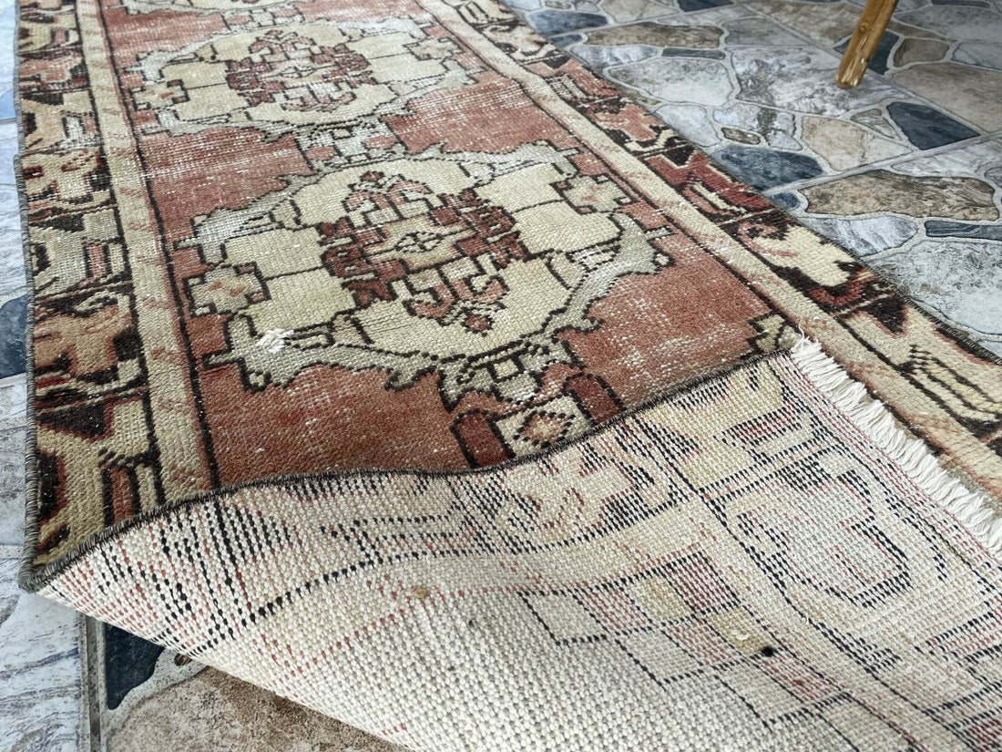 Vintage Rug | Wool Runner Antique Farmhouse Anatolian Handmade Turkish Rug 2x9ft