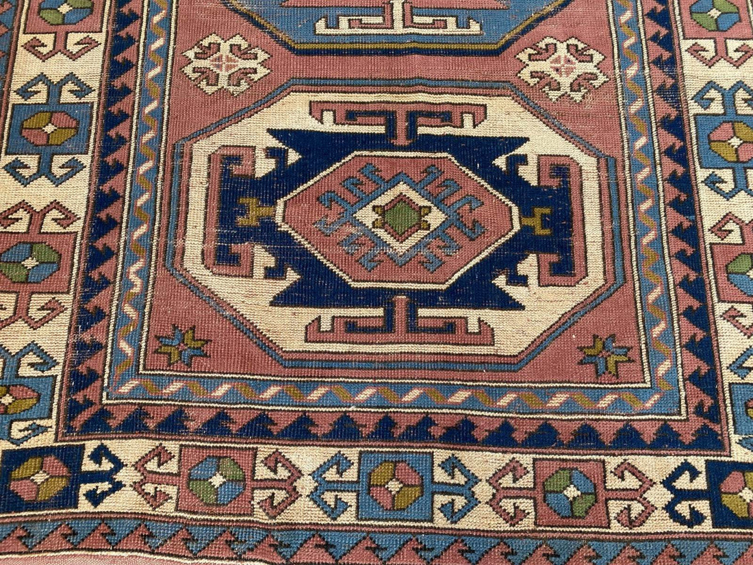 Vintage Turkish Rug | 5.3 x 7.9 ft Hand-Knotted Wool Faded Pastel Anatolian Area