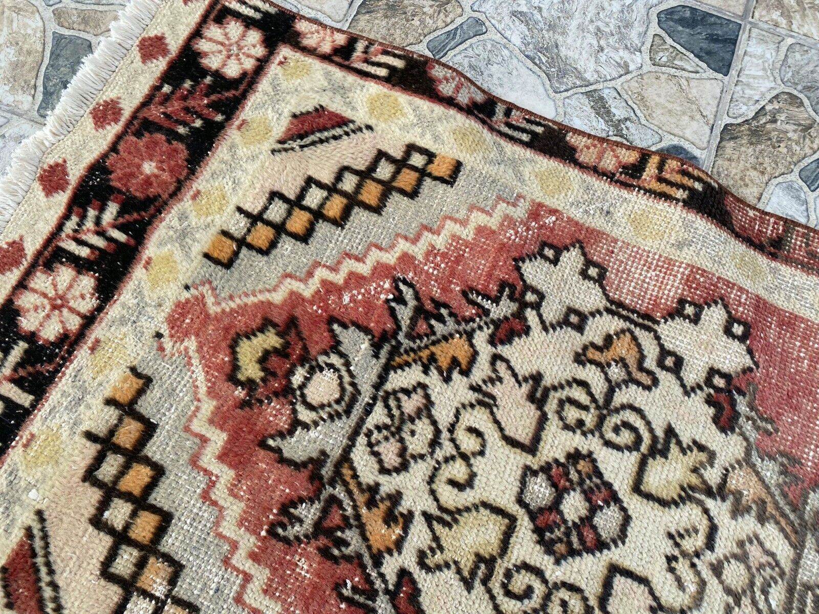 Vintage Rug | Antique Wool Farmhouse Anatolian Runner Handmade Turkish 2.4x8.9ft