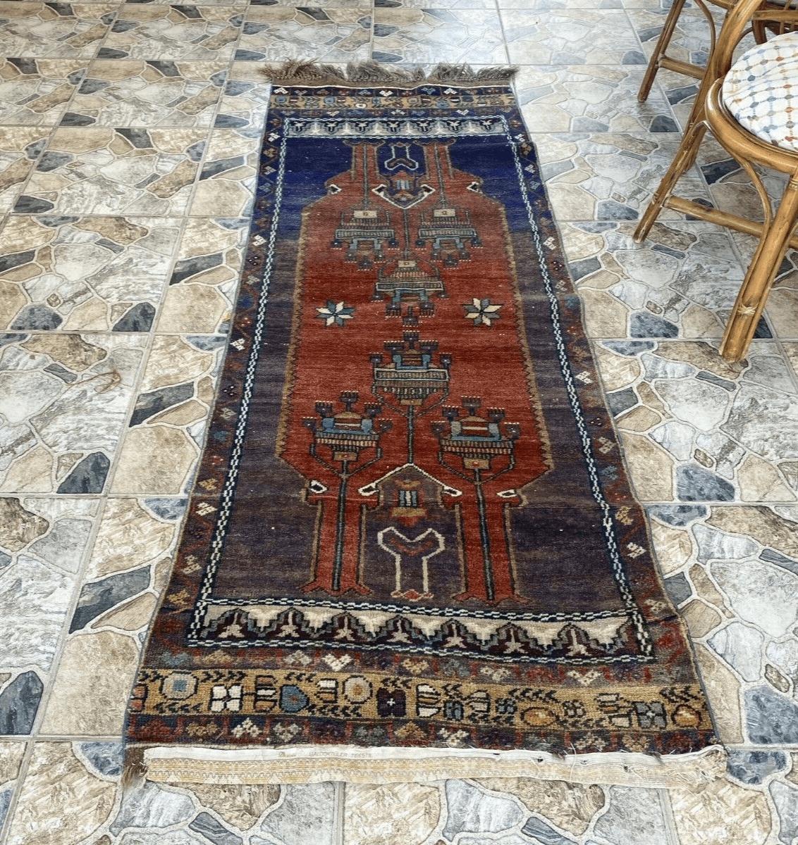 Vintage Turkish Oushak Rug | Handmade Antique Tribal Wool Farmhouse 2.8x6.9ft