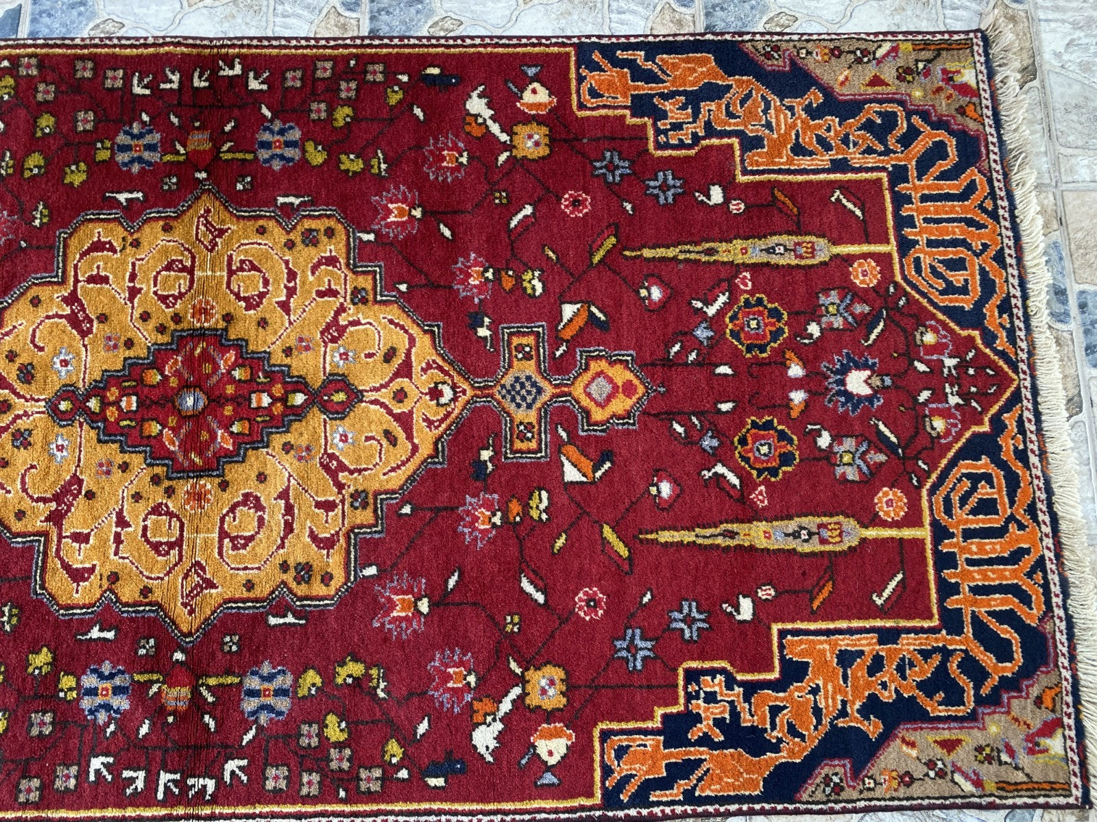 Vintage Turkish Runner Rug | 3.2 x 7.0 ft | Traditional Geometric Runner