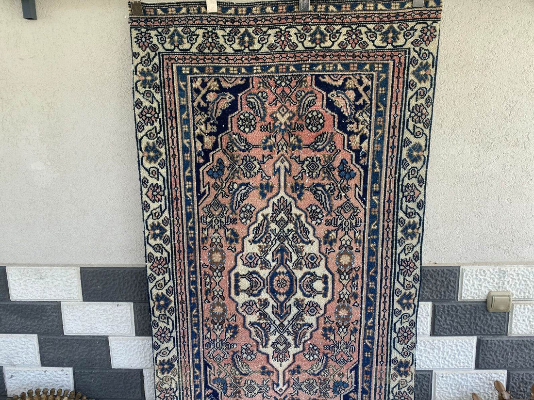 VINTAGE RUG HAND-KNOTTED Caucasian Tribal handmade wool antique farmhouse rug
