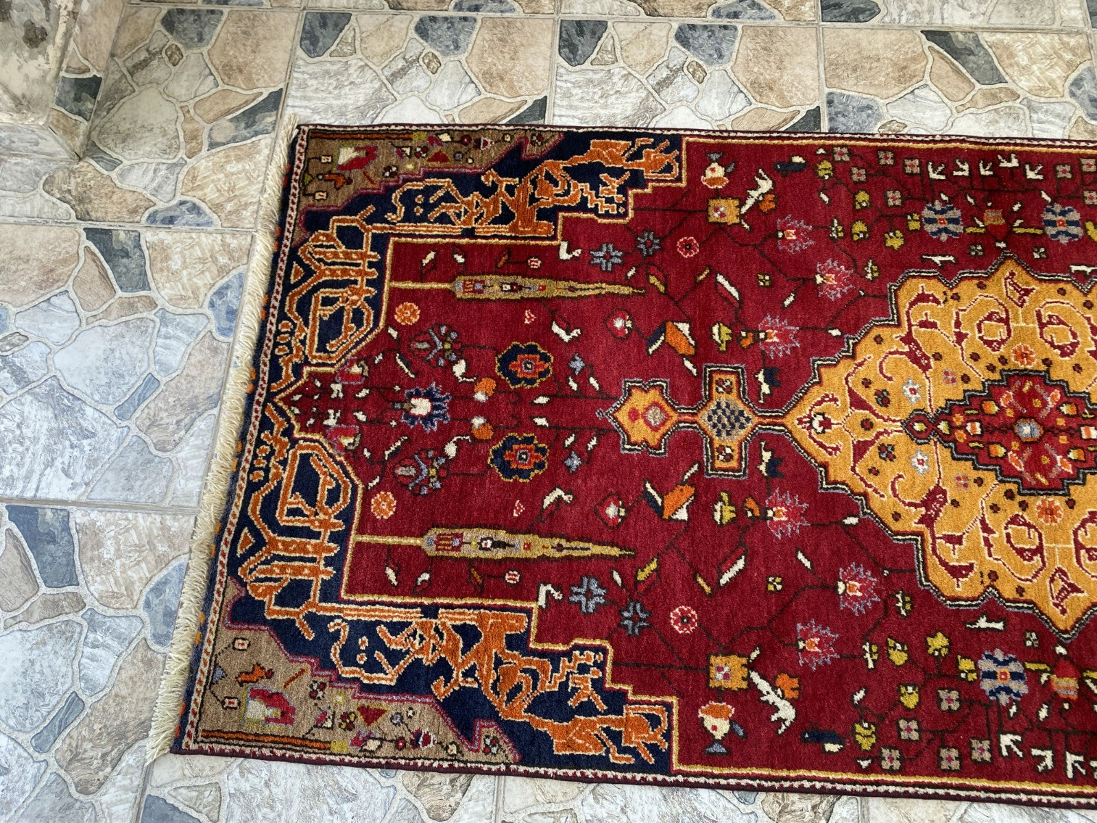 Vintage Turkish Runner Rug | 3.2 x 7.0 ft | Traditional Geometric Runner