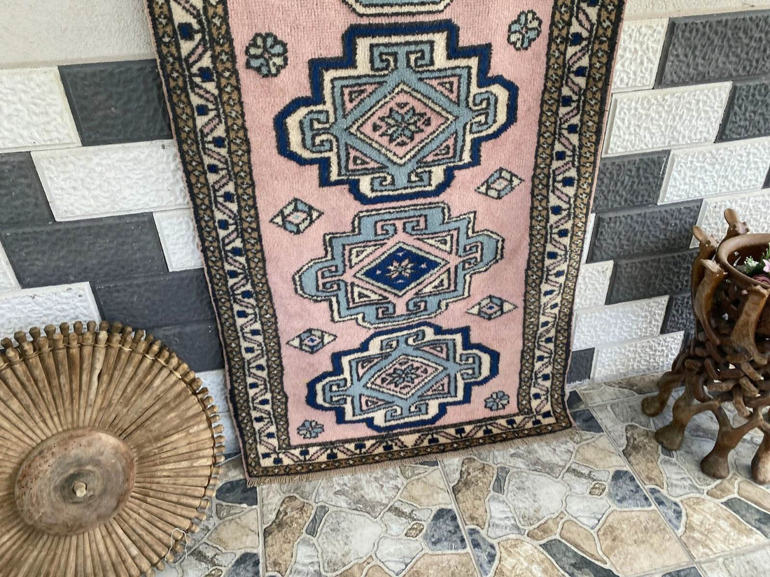 Vintage Rug | Farmhouse Antique Wool Anatolian Runner Handmade Turkish 2.7x6.3ft