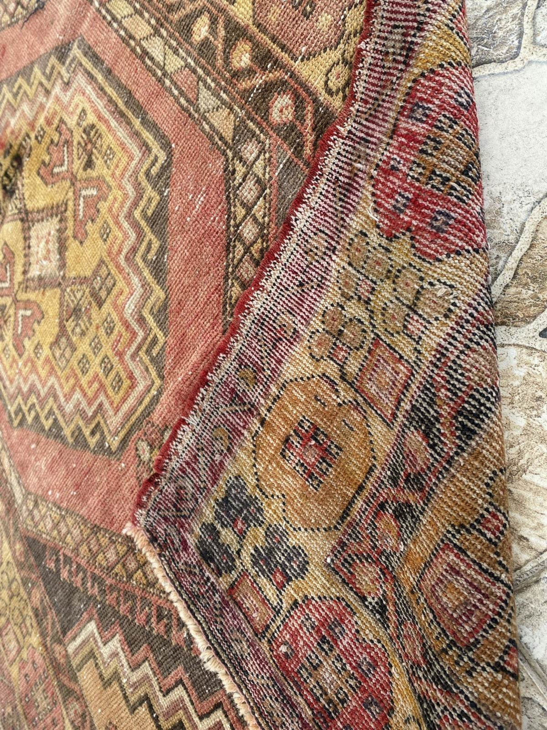 Handmade Turkish Vintage Rug | 1970s Tribal Wool Farmhouse Antique Area Carpet