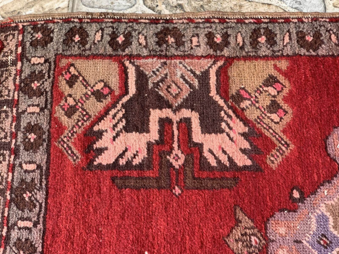 Vintage Tribal Handmade Wool Farmhouse Carpet Antique Turkish Rug 1.7 x 3.3 ft