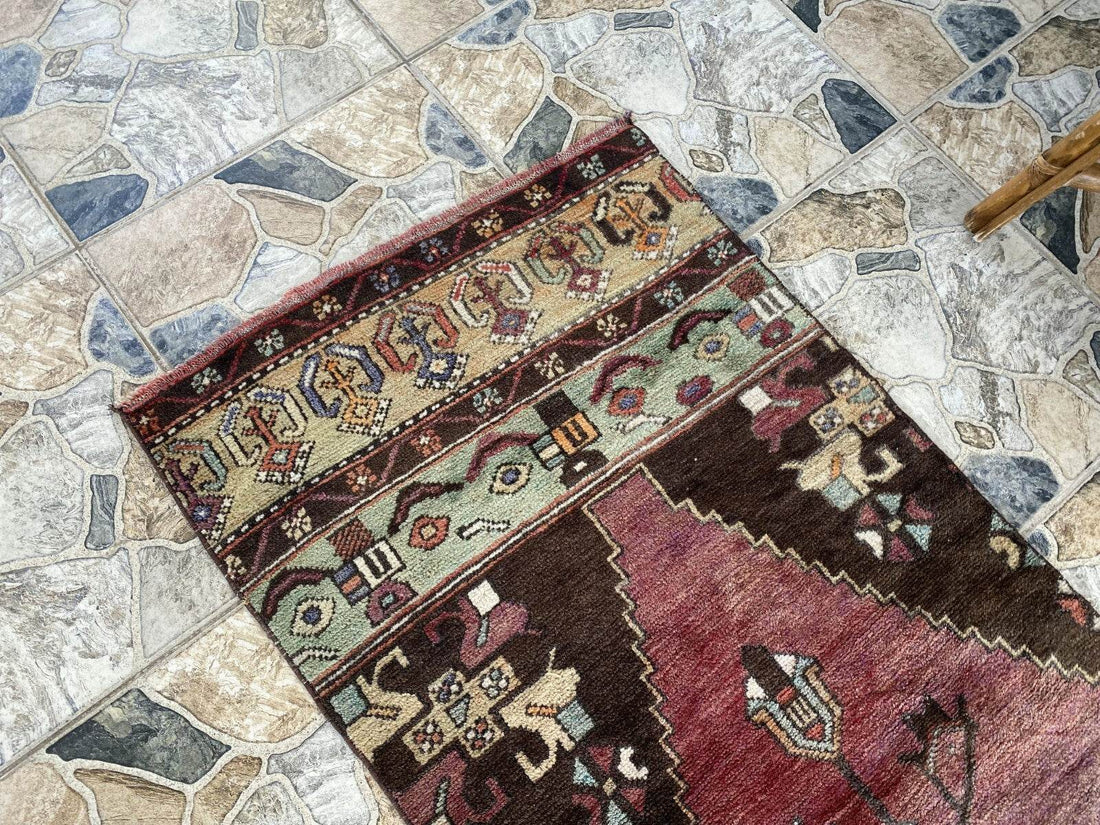 Vintage Rug | Farmhouse Antique Wool Anatolian Runner Handmade Turkish 2.1x8.6ft