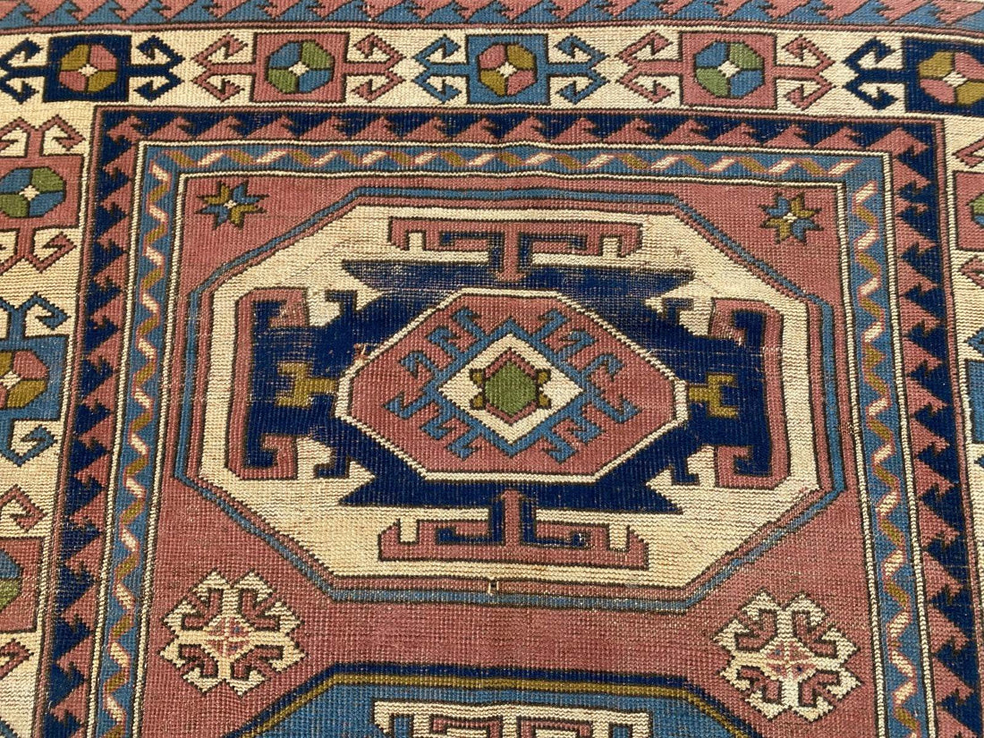 Vintage Turkish Rug | 5.3 x 7.9 ft Hand-Knotted Wool Faded Pastel Anatolian Area