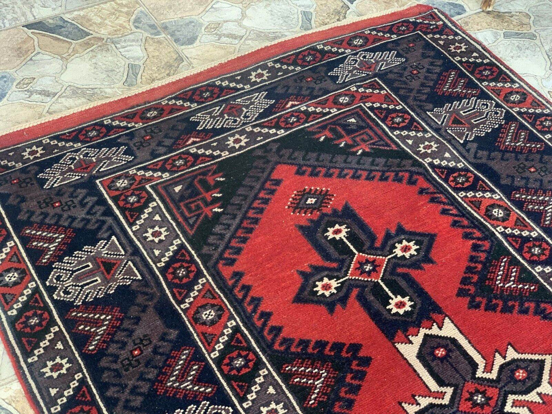 Vintage Turkish Rug | Antique Tribal Handmade Wool Farmhouse Carpet 4 x 6.14 ft