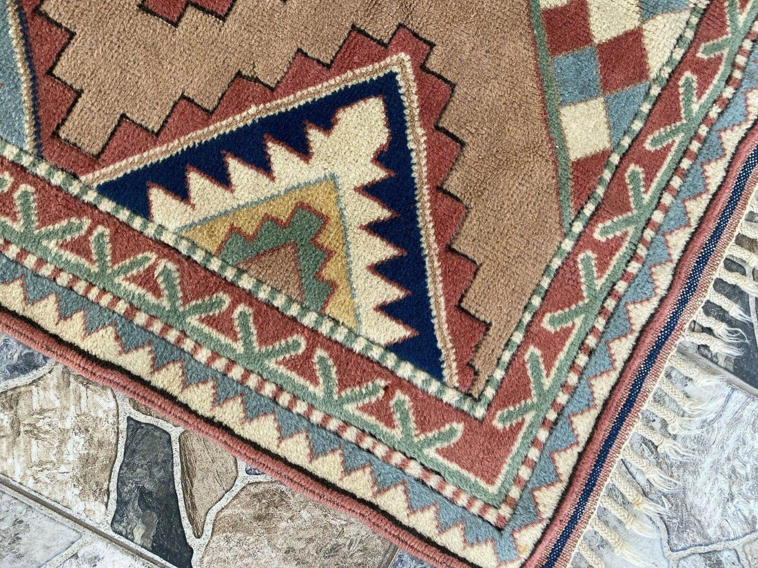 Vintage Kurdish Wool Rug - Handmade Bohemian Turkish Farmhouse Area Rug 4x7 ft