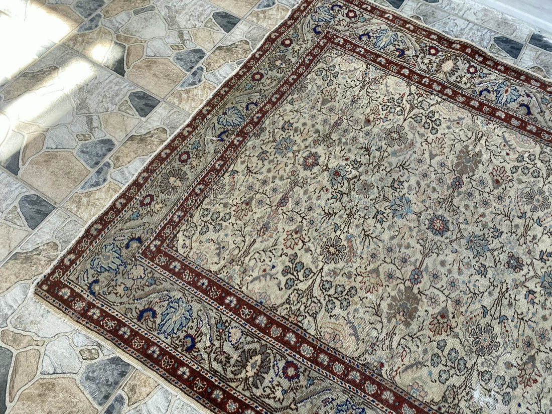 Vintage Anatolian Area Rug | 4.5x6.8 ft Antique Turkish Oushak | Faded Farmhouse