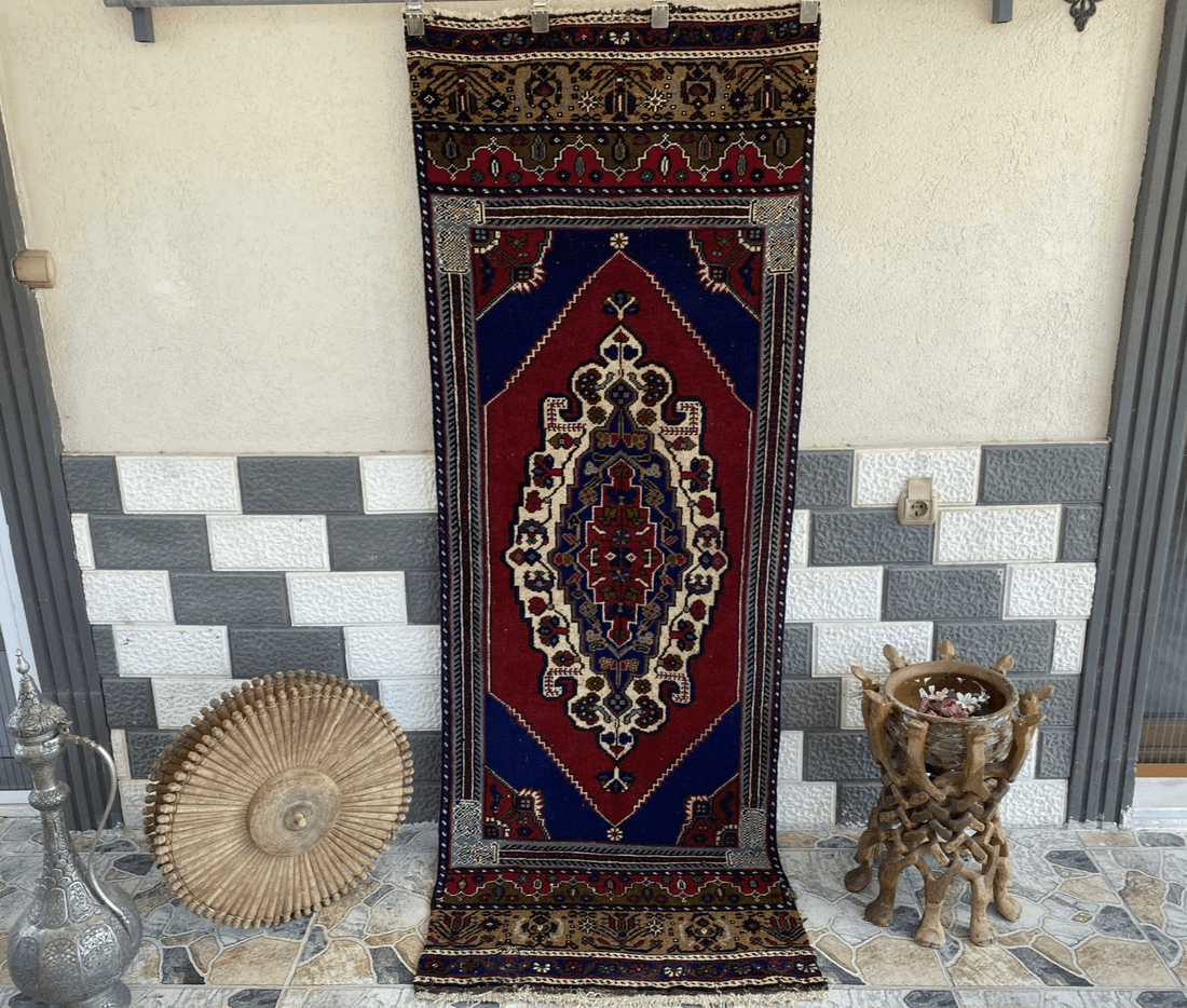 Vintage Turkish Runner Rug | 2.7 x 7.5 ft Hand-Knotted Wool Antique Hallway Rug